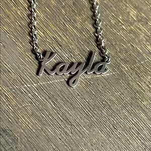 “Kayla”‎ script necklace. Stainless 20 inch chain